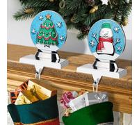 EBANKU Appendini per calze di Natale per camino, 2 stili, con albero di Natale, pupazzo di neve, mantello, antiscivolo, robusti, ganci per appendere la calza della Befana, per Natale, casa, mensole