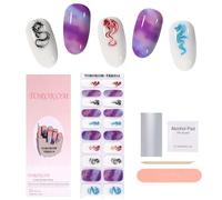 EBANKU Bandes de vernis à ongles en gel Violet Blanc Dragon Gel Bandes de vernis à ongles Durables Imperméables Réels Bandes de vernis à ongles Wraps Autocollants avec cuticule scellant