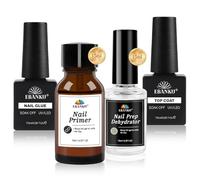 EBANKU Colla per unghie 6 in 1 Top Coat Nail Primer per unghie gel e disidratatore per unghie, extra forte gel per unghie Prep Natural Air Dry Superior Bonding Primer Set per unghie acriliche Dip