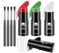 EBANKU Colori Viso Corpo Pittura Stick Olio Bastoncini Neri per Crema Sportiva Scheletro Joker Mimo Fondotinta Trucco Kit Pittura per il Viso per Halloween Cosplay (Nero, bianco, rosso e verde scuro)