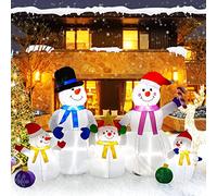 EBANKU Decorazioni gonfiabili Natalizie da 6 Piedi con LED incorporati, Pupazzo di Neve Enorme di Natale all'aperto Una Famiglia di Cinque Persone Carine Decorazioni per Feste X-mas per Interni