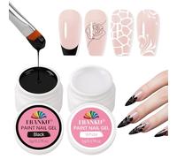EBANKU Gel per Unghie, 2 Barattoli Bianco e Nero Smalto Gel Senza Risciacquo per French Manicure, Striper, Fiori, Salone, Manicure Fai Da Te, Richiede Lampada UV (Barattolo Rotondo)