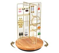 EBANKU Porta gioielli, porta collane, girevole a 360°, espositore per gioielli per oltre 100 paia orecchini,incluso appendere chiusocon 4 sezioni,collane e bracciali, anelli, orologi