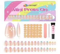 EBANKU Set di unghie per bambini, 32 pezzi, a forma di mandorla, 1 confezione di unghie finte per bambini, con colla per unghie finte