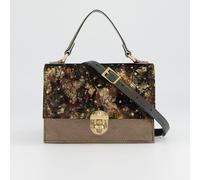 Ebarrito Borsa a mano in pelle patchwork con tracolla regolabile