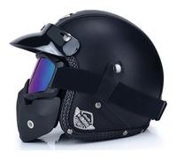 EBAYIN Casco Moto Aperto, Casco Uomo Donna 3/4 Mezzo Casco retrò con Occhiali Casco Ciclomotore Vintage Omologato DOT ECE Scooter Cruiser Chopper Casco Pilota(A13,M=(57~58cm))
