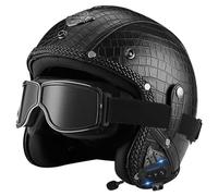 EBAYIN Casco Moto Bluetooth Casco Aperto Casco Jet Vintage 3/4 Casco Mezzo Casco Uomo Donna Casco Antiurto con Auricolare Bluetooth Casco for Scooter E Ciclomotore Omologato ECE(D,L=(59~60cm))