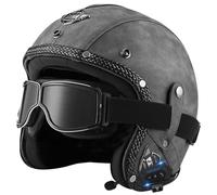 EBAYIN Casco Moto Bluetooth Casco Aperto Casco Jet Vintage 3/4 Casco Mezzo Casco Uomo Donna Casco Antiurto con Auricolare Bluetooth Casco for Scooter E Ciclomotore Omologato ECE(C,L=(59~60cm))