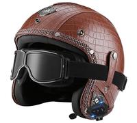 EBAYIN Casco Moto Bluetooth Casco Aperto Casco Jet Vintage 3/4 Casco Mezzo Casco Uomo Donna Casco Antiurto con Auricolare Bluetooth Casco for Scooter E Ciclomotore Omologato ECE(J,L=(59~60cm))