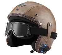 EBAYIN Casco Moto Bluetooth Casco Aperto Casco Jet Vintage 3/4 Casco Mezzo Casco Uomo Donna Casco Antiurto con Auricolare Bluetooth Casco for Scooter E Ciclomotore Omologato ECE(G,L=(59~60cm))