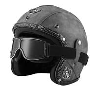 EBAYIN Casco Vintage retrò Scooter Casco Jet Ciclomotore Casco Mezzo Casco in Pelle 3/4 con Visiera Casco Aperto for Uomo E Donna Certificazione ECE(E,XXL(63~64cm))