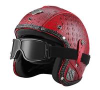 EBAYIN Casco Vintage retrò Scooter Casco Jet Mezzo in Pelle 3/4 con Visiera Aperto per Uomo e Donna Certificazione DOT ECE,E-S=(55~56cm)