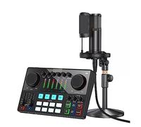 EBAYTV Kit Scheda Audio, Interfaccia audio Attrezzatura for podcast Scheda audio da studio con microfono a condensatore XLR for la registrazione in streaming DJ