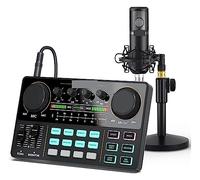 EBAYTV Kit Scheda Audio, Interfaccia, Lite ALL-IN-ONE Podcast Studio con microfono a diaframma largo da 25 mm for streaming, DJ