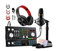 EBAYTV Kit Scheda Audio, Studio Sound Card Kit Interfaccia Mixer Con Microfono E Cuffie for Trasmissione In Diretta