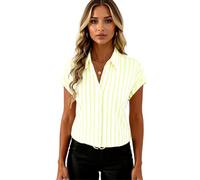 EBAYWSIH Women's Summer Short Sleeve Button Down Shirt Casual Striped Blouse Lightweight Lapel Collar Tops for Work Beach Vacation Green White