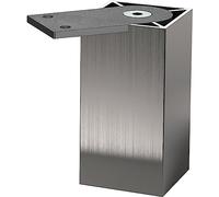 EBB Piedino per mobili Capri 50 x 50 mm, altezza 150 mm, base base 10 mm, altezza regolabile, effetto alluminio acciaio inossidabile