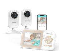 ebemate - Videocamera baby monitor con 2 telecamere, schermo LCD da 2,8", video e audio, visione notturna senza abbagliamento, telecamera audio per conversazione a 2 vie, controllo