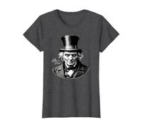 Ebeneezer Scrooge Ritratto con Firma Maglietta, Donna, Grigio Scuro, XXL
