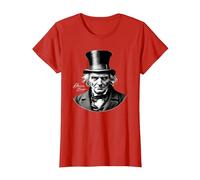 Ebeneezer Scrooge Ritratto con Firma Maglietta, Donna, Rosso, XL