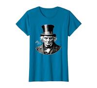 Ebeneezer Scrooge Ritratto con Firma Maglietta, Donna, Zaffiro, XL