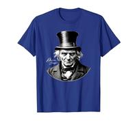 Ebeneezer Scrooge Ritratto con Firma Maglietta, Uomo, Blu Reale, XL
