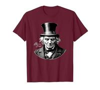 Ebeneezer Scrooge Ritratto con Firma Maglietta, Uomo, Bordeaux, XXL