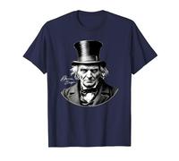 Ebeneezer Scrooge Ritratto con Firma Maglietta, Uomo, Navy, 6XL