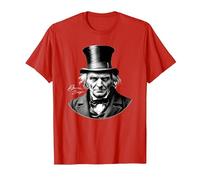 Ebeneezer Scrooge Ritratto con Firma Maglietta, Uomo, Rosso, XXL