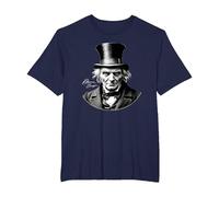 Ebeneezer Scrooge Ritratto con Firma Maglietta, Uomo Taglie Grandi, Navy, 3X Tall