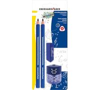 Eberhard Faber 510099 - Set di matite TRI Winner, con 2 matite 2B, gomma e temperamatite a barattolo