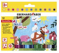 Eberhard Faber 518912,Mini Kids Jumbo Colouring Pencils in 12 Colours, 3 in 1 wi