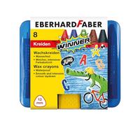 Eberhard Faber 524006 - Pastello a cera Winner, colorabile con acqua, 8 pastelli a cera in pratica scatola di plastica