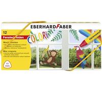 EBERHARD FABER 524112 - Set di pastelli per finestre, 12 pastelli a Cera per finestre e Carta, Lavabili con Acqua su superfici Lisce
