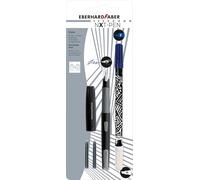 EBERHARD FABER 551002 - Set da scrittura con penna stilografica, cancellino e cartucce d'inchiostro, set NXT-PEN grigio/nero