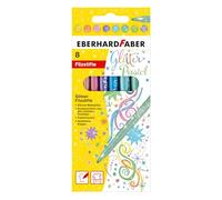 Eberhard Faber 551009 - Pennarelli glitterati pastello, 8 matite colorate con punta sottile in scatola di cartone
