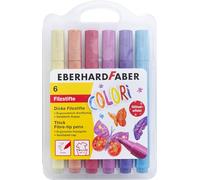 EBERHARD FABER 551214 - Set di pennarelli glitter, 6 matite colorate spesse in astuccio di plastica, larghezza del tratto 2 mm