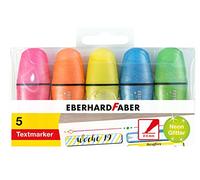 Eberhard Faber 551408 - Mini set di evidenziatori, glitter neon, 5 pennarelli con punta a cuneo