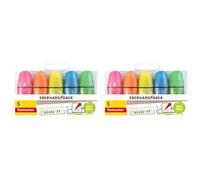 Eberhard Faber 551408 - Mini set di evidenziatori, glitter neon, 5 pennarelli con punta a cuneo (Confezione da 2)