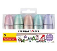 Eberhard Faber 551409 - Mini evidenziatore glitter pastello, con punta a cuneo, 5 pennarelli in astuccio