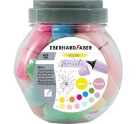 EBERHARD FABER 551431 - Set di mini evidenziatori, 12 pennarelli in scatola di caramelle, con punta a cuneo