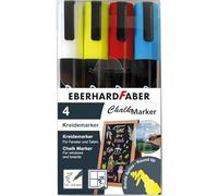 EBERHARD FABER 558304 - Set di pennarelli a gesso, 4 penna gel a gesso per superfici lisce, pennarelli lavabili per finestre