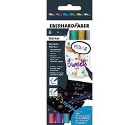 Eberhard Faber 558406 - Pennarello metallico, 6 pennarelli, punta spessa e sottile, set di penne a pennello
