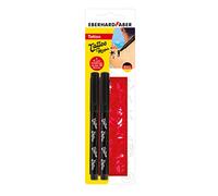 Eberhard Faber 559597 - Set di penne per tatuaggi, 2 penne nere con 4 stencil