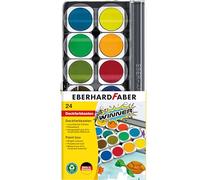 Eberhard Faber 578324 - Scatola Winner per acquerelli, 24 colori con bianco opaco e scomparto per pennelli