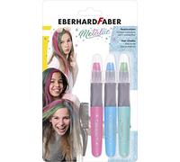 Eberhard Faber 579205 - Pastello per capelli per bambini, 3 colori metallizzati, con pettine per capelli, facilmente lavabile