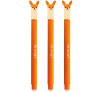 EBERHARD FABER 599016 - Volpe cancellabile Tinteroller, 3 penne Animal Erase it, penna gel blu 0,7 mm