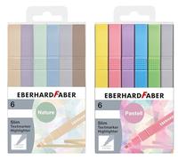 EBERHARD FABER 599041 - Set di evidenziatori Slim, 12 pennarelli in colori naturali e pastello, larghezza linea 1-4 mm