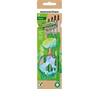 Eberhard Faber Green Winner Pack con 4 Pinceles de Pelo Sintetico Tama?±os 0 1 2 4 - Agarre Ergonomico - Fabricados con un 60% de Almidon de Maiz