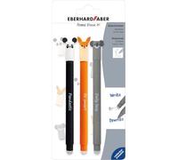 EBERHARD FABER 582123 - Penna a sfera cancellabile, 3 Animal Erase it Panda, Volpe, Koala, penna gel blu 0,7 mm